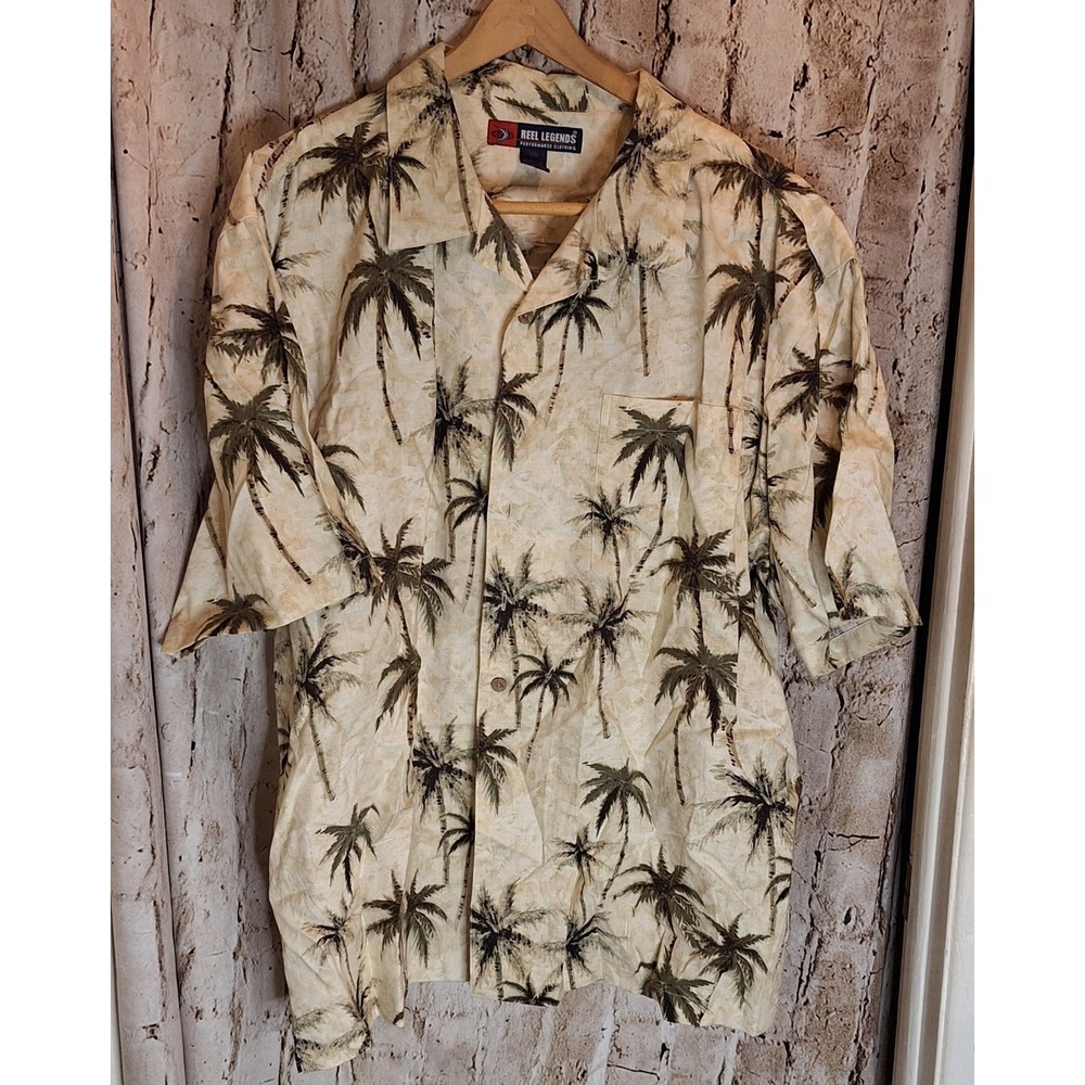 Reel Legends Performance Men's 2XL short sleeve button shirt tropical‎ pattern
